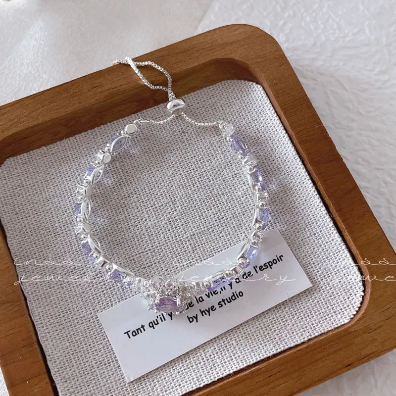 "Glacial Amethyst" Handcrafted Zircon Crystal Bracelet