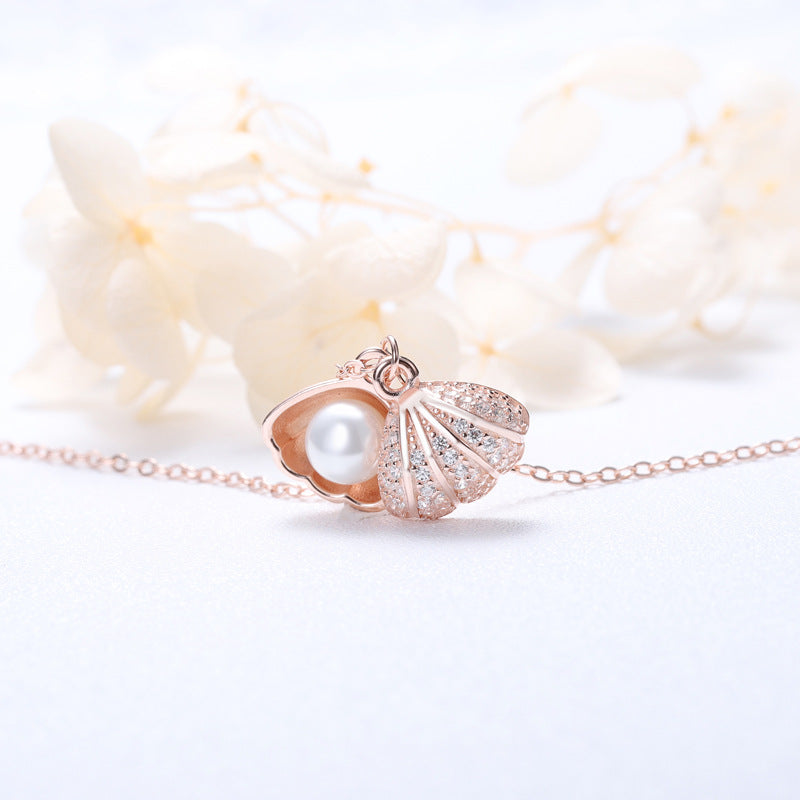 “Marina Pearl” S925 Sterling Silver Shell Pearl Necklace