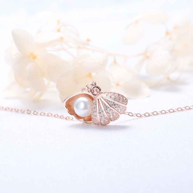 “Marina Pearl” S925 Sterling Silver Shell Pearl Necklace