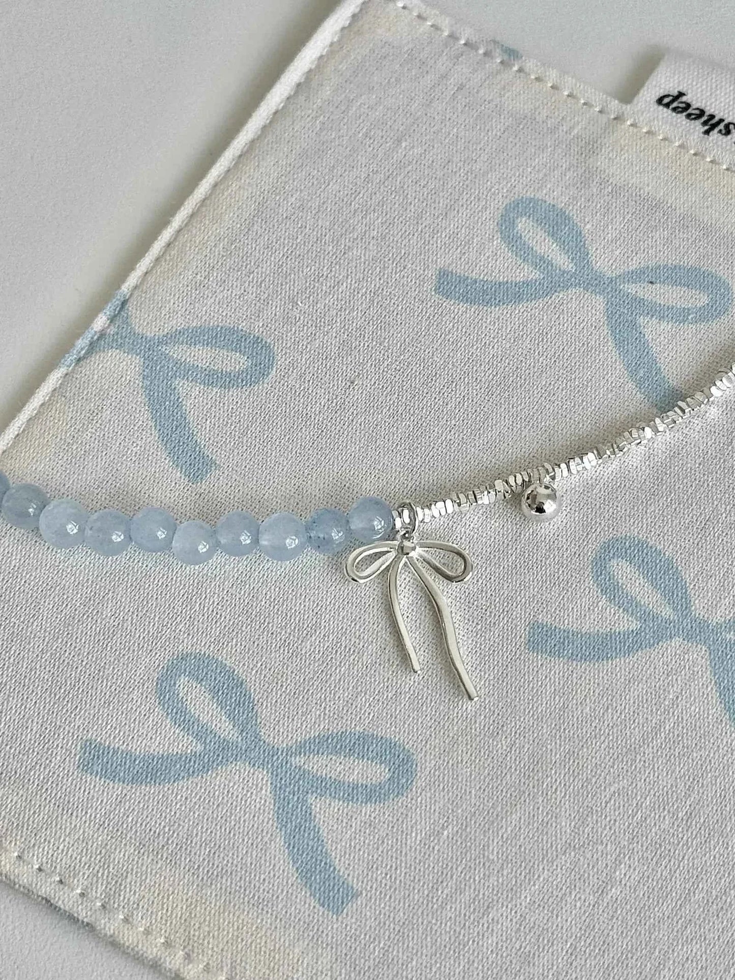 "Cool Blue Elegance" 925 Sterling Silver Blue Gemstone Bracelet with Bowknot - Chilly Chic, Ins Style, Unique Design.
