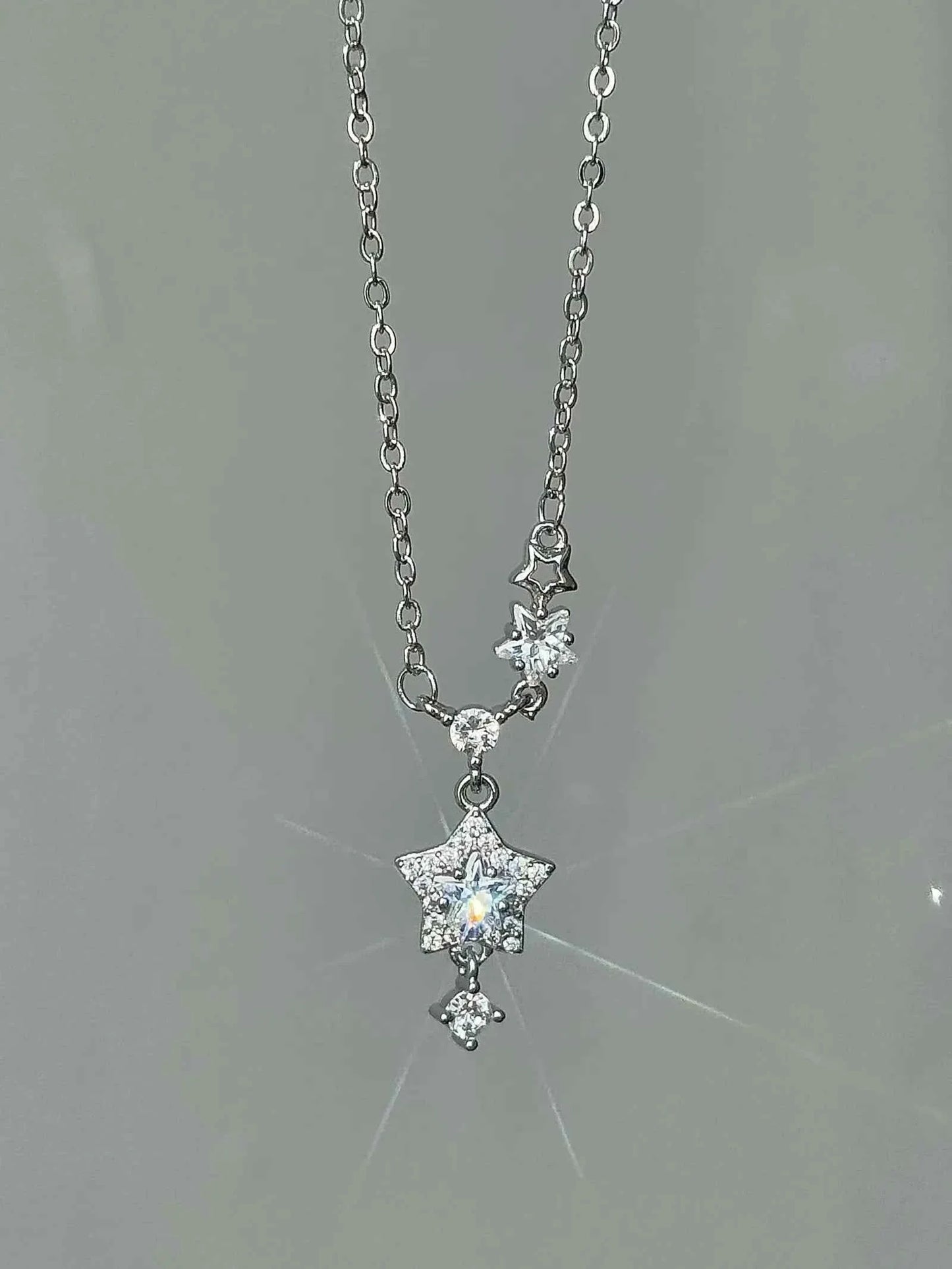 "Brilliant Star Whisper" 999 Fine Silver Star Necklace - Delicate, Sweet, and Sparkling.