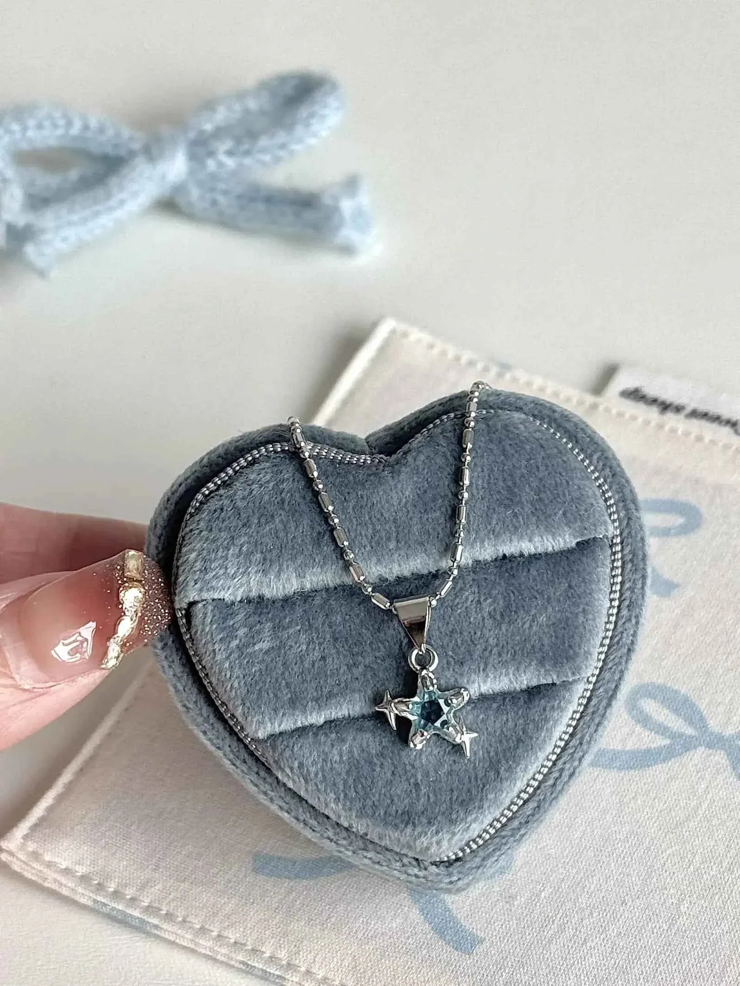 "Starry Fragments" Blue Star Necklace - Delicate, Cool Chic, and Unique Design.