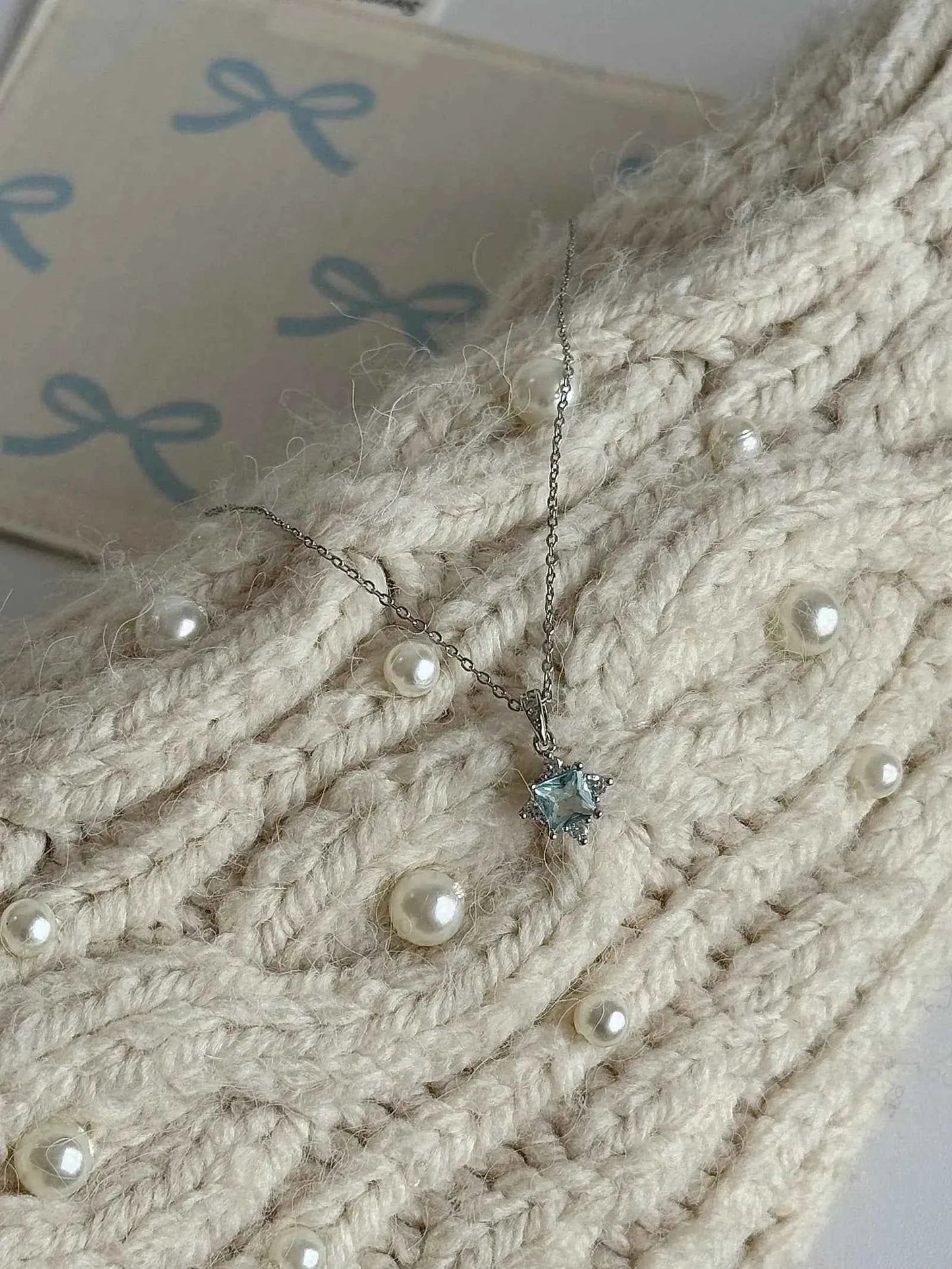 "Blue Starlight Droplet" Star Necklace - Delicate, Elegant, and Cool Chic.