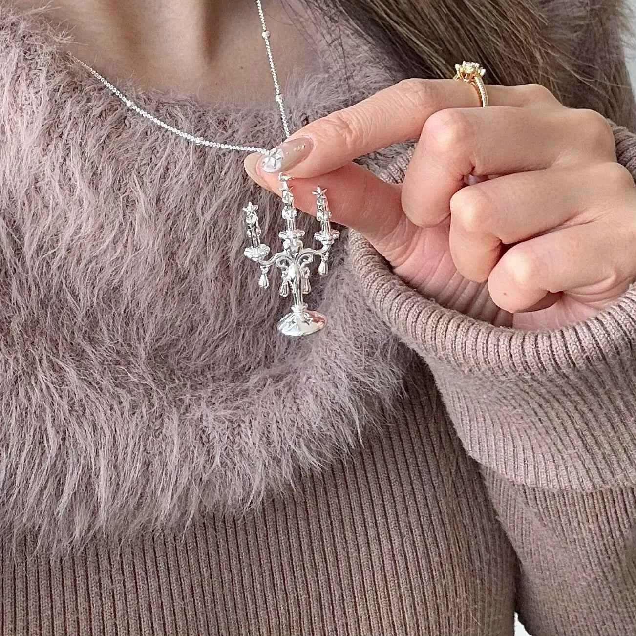 "Starlight Candlestick" Vintage Star Necklace - Unique, Elegant, and Long Chain Design.