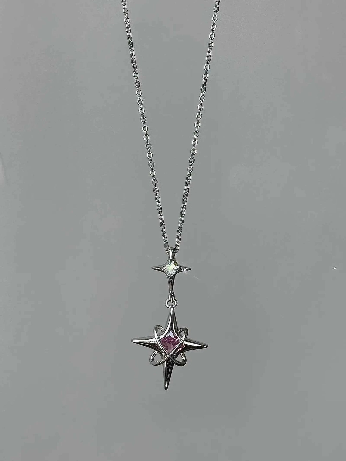 "Venus' Pink Starlight" 925 Sterling Silver Necklace - Sweet, Elegant, and Unique.