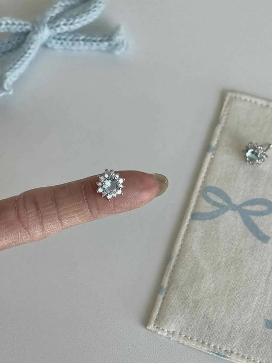 "Sparkling Snowflake" Blue Zircon Titanium Steel Stud Earrings - Delicate, Unique, and Sweet.