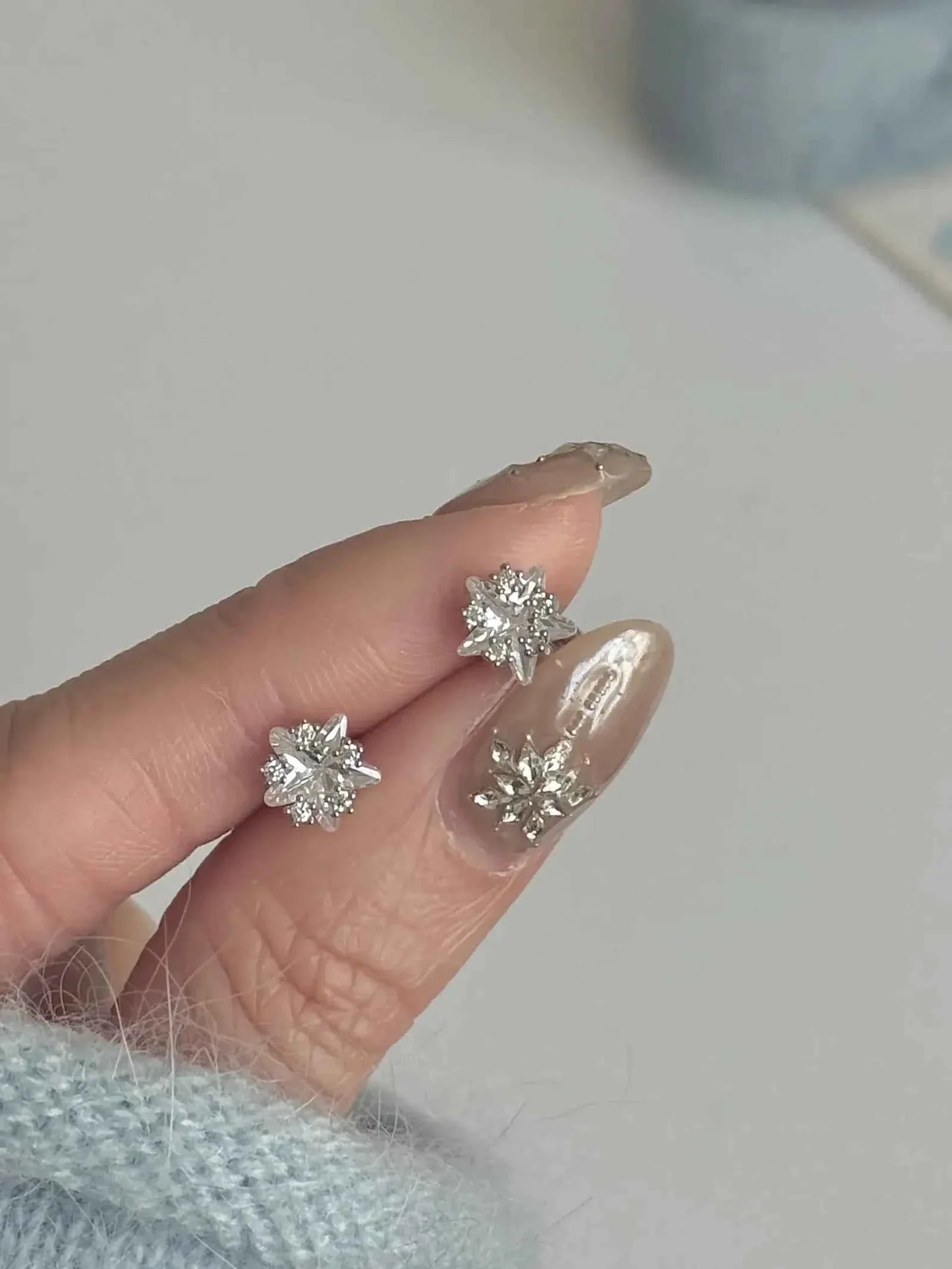 "Starry Sky" Sparkling Star Zircon Stud and Helix Earrings - Delicate, Sweet, and Chic.