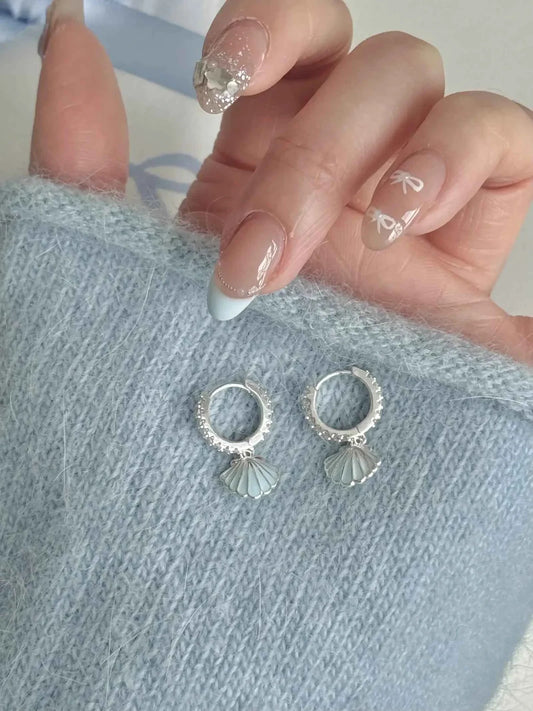 "Island Diary" 925 Sterling Silver Light Blue Shell Earrings - Delicate, Fresh, and Chic.
