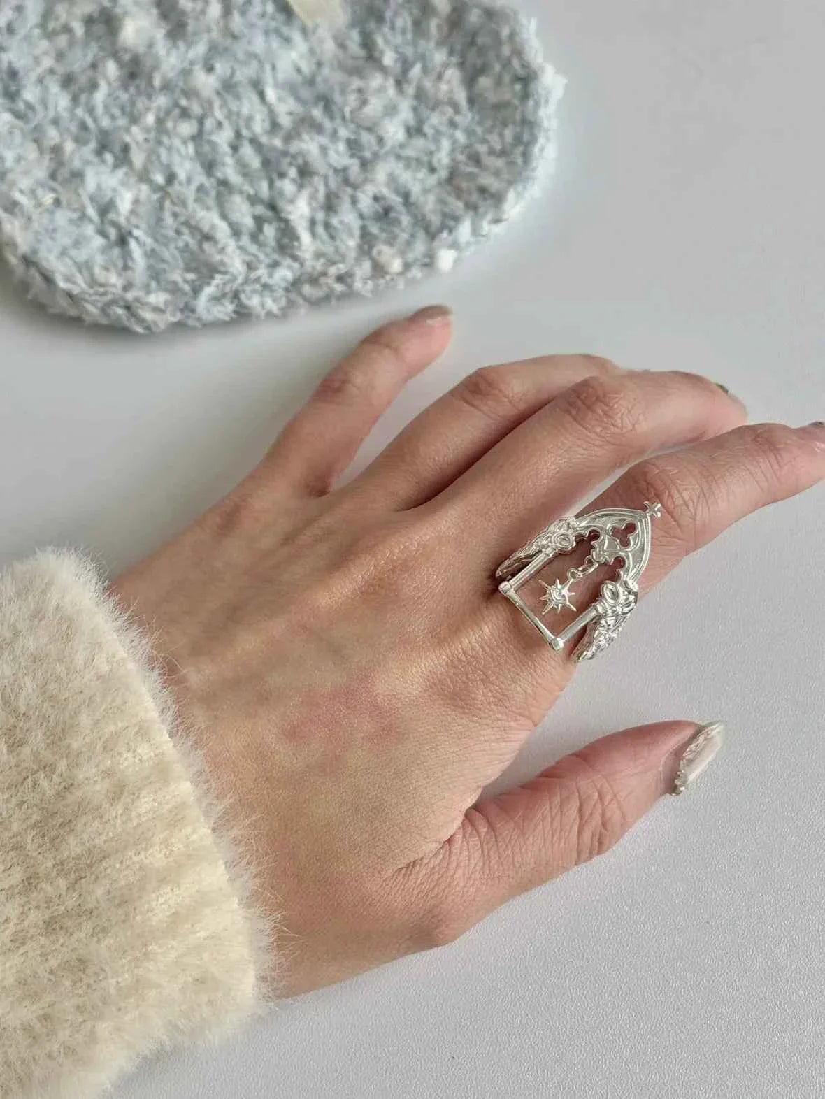 "Window to Starlight" Starburst Vintage Window Ring - Unique, Elegant, and Retro.
