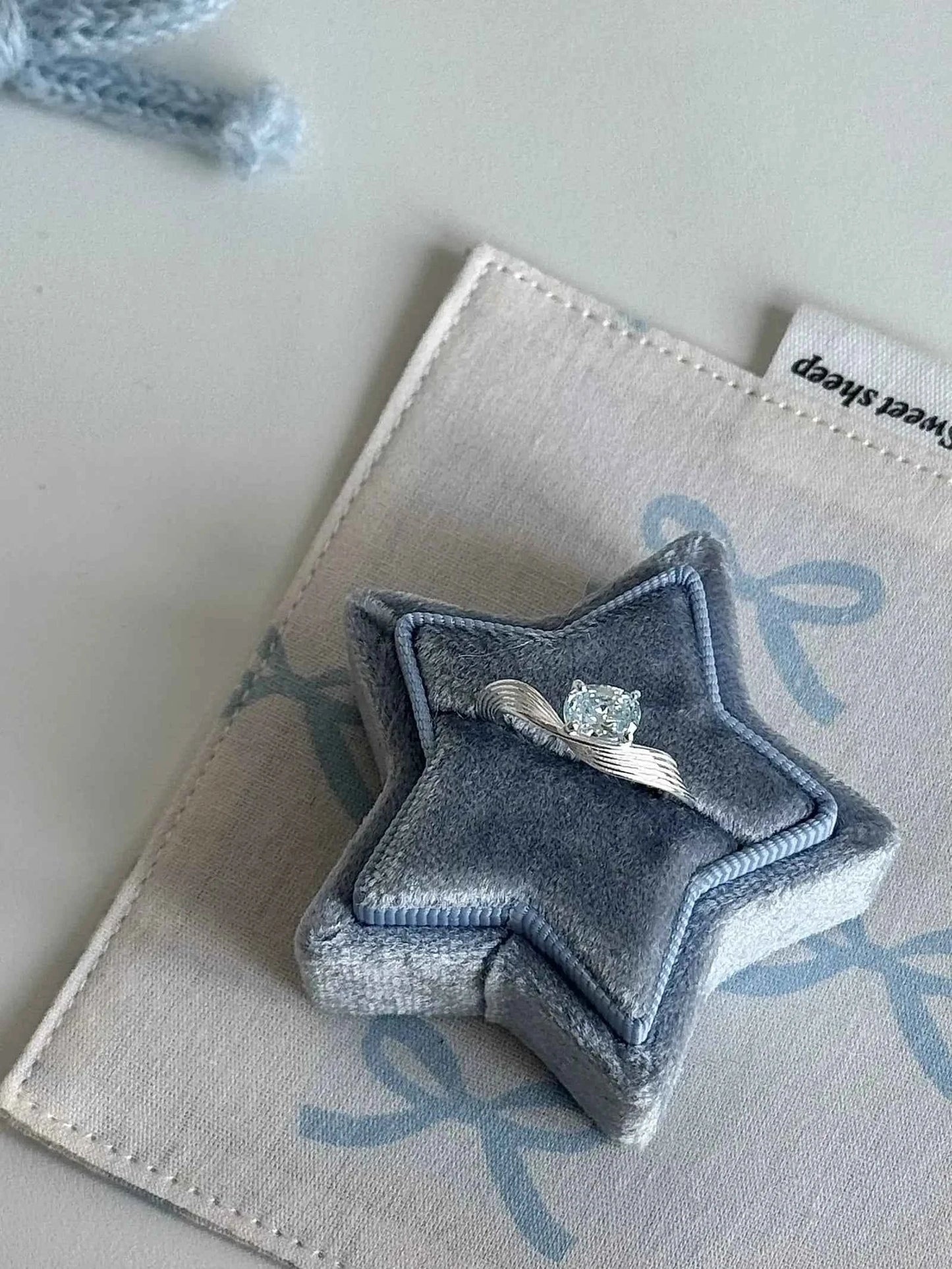 "Mercury Wave" 925 Sterling Silver Ring with Sea Blue Artificial Gems - Delicate, Luxurious, and Cool Chic.