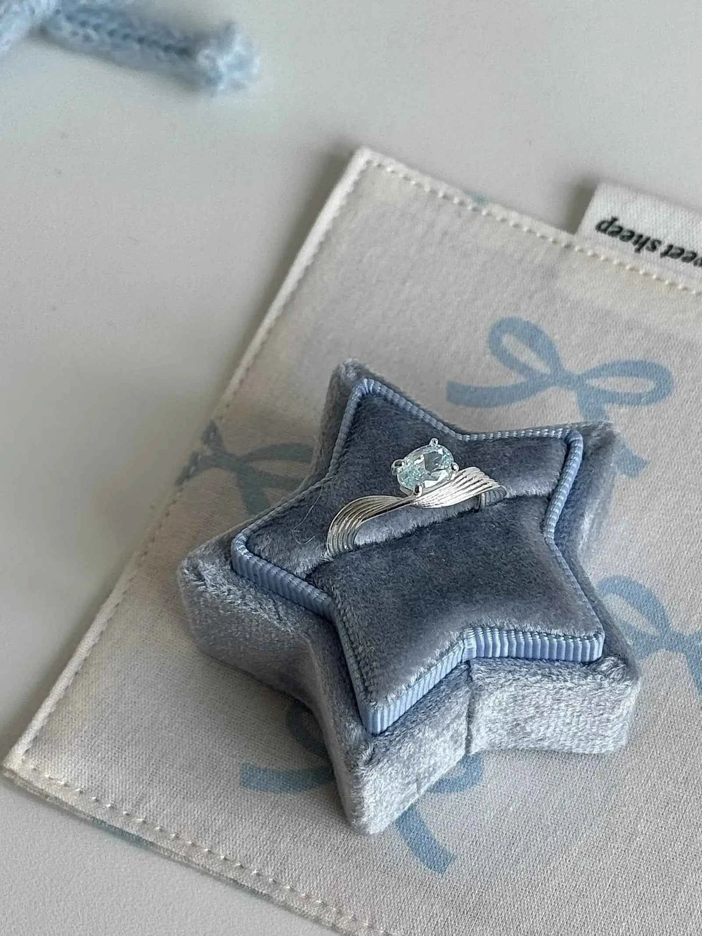 "Mercury Wave" 925 Sterling Silver Ring with Sea Blue Artificial Gems - Delicate, Luxurious, and Cool Chic.