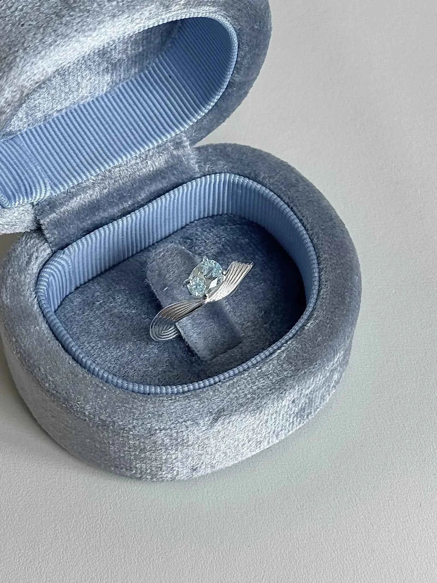 "Mercury Wave" 925 Sterling Silver Ring with Sea Blue Artificial Gems - Delicate, Luxurious, and Cool Chic.