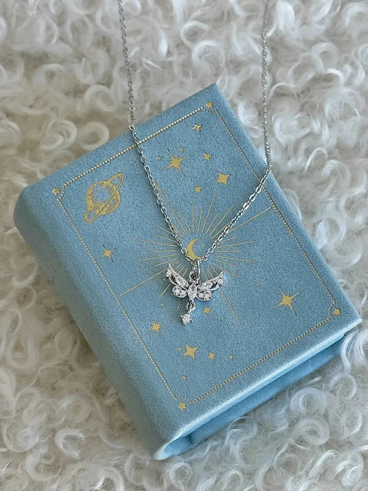 "Angel Wings in Flight" 925 Sterling Silver Butterfly Wing Necklace - Delicate, Luxurious, and Sweet.