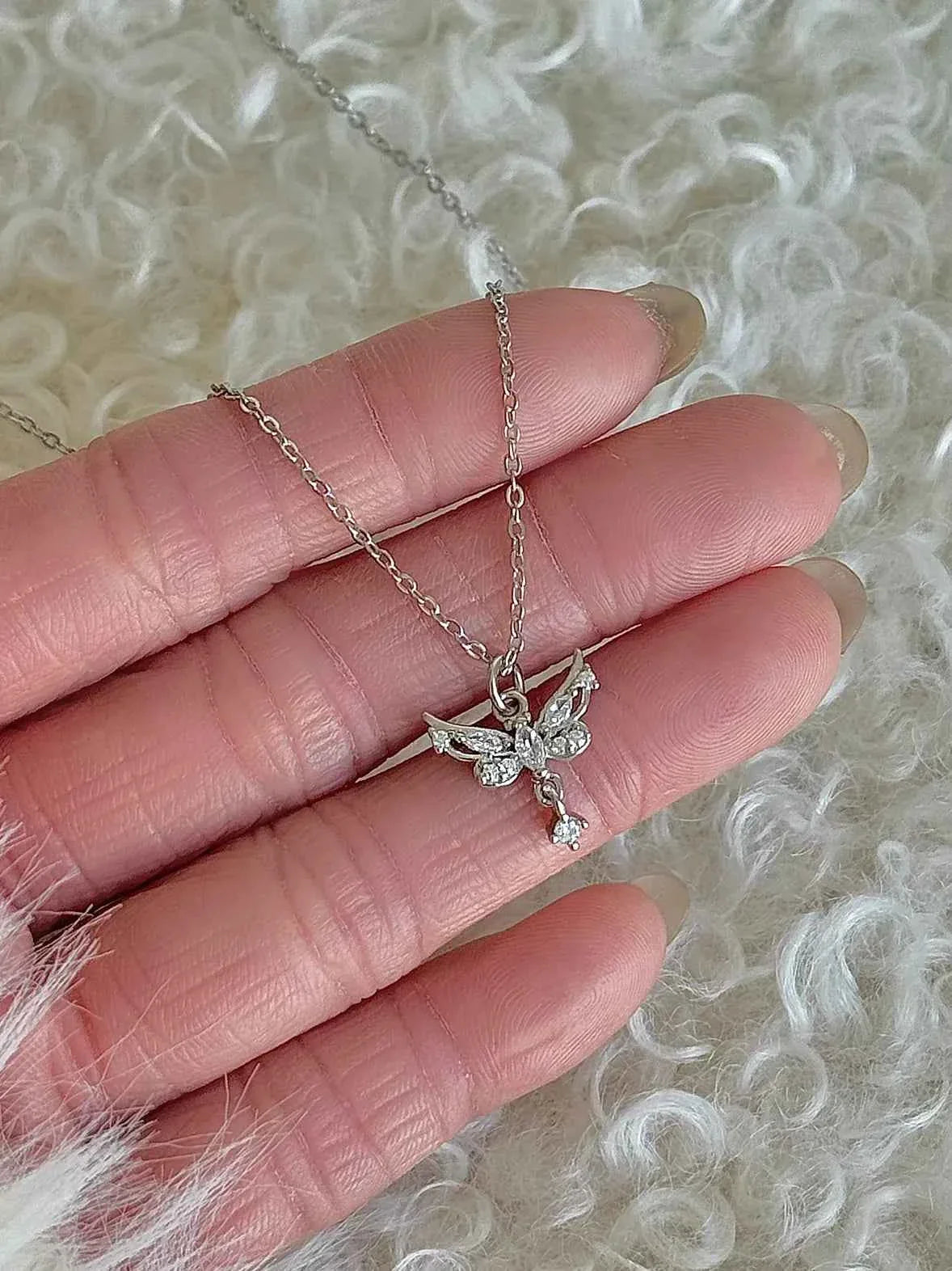 "Angel Wings in Flight" 925 Sterling Silver Butterfly Wing Necklace - Delicate, Luxurious, and Sweet.