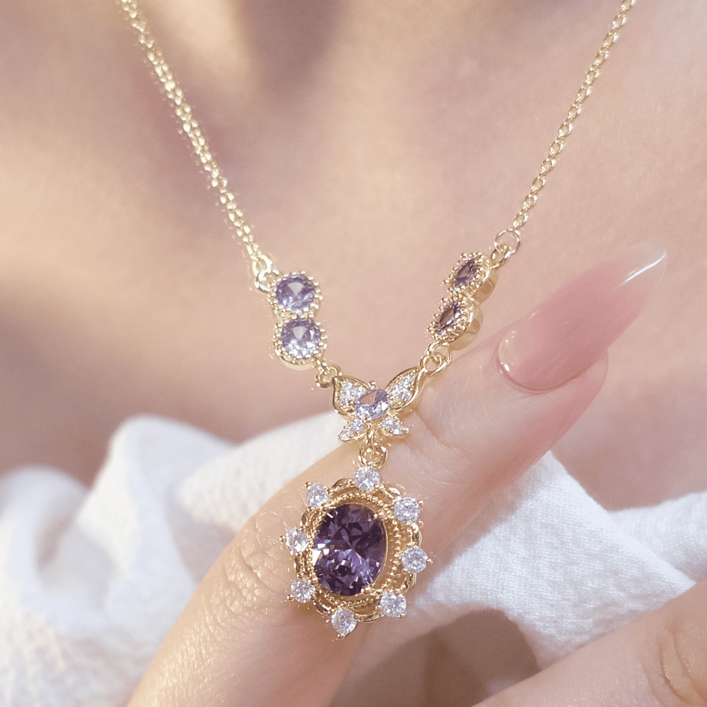 「フローラルシャイン」925スターリングシルバージュエリーセット(ネックレス、リング、イヤリング)
