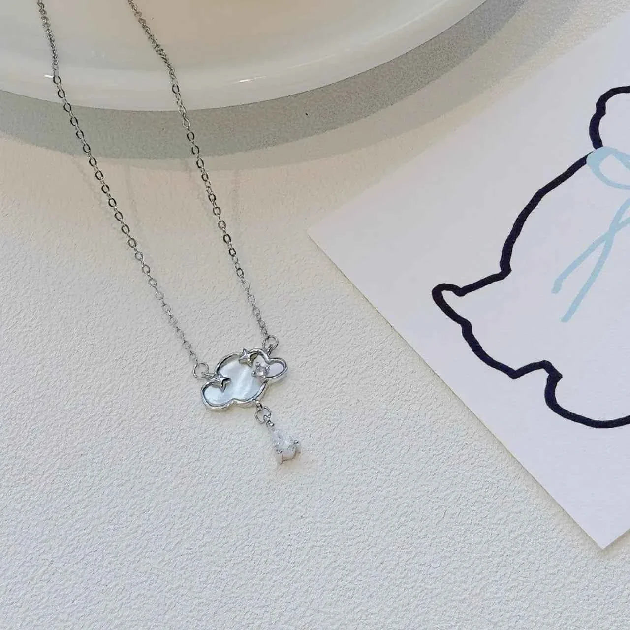 "Raindrop Cloud" 999 Sterling Silver Necklace - Delicate and Unique