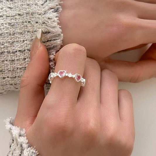 „Princess Bow Collection“ 925 Sterling Silber Rosa Zirkon Ring Set – Süß, Elegant und Königlich