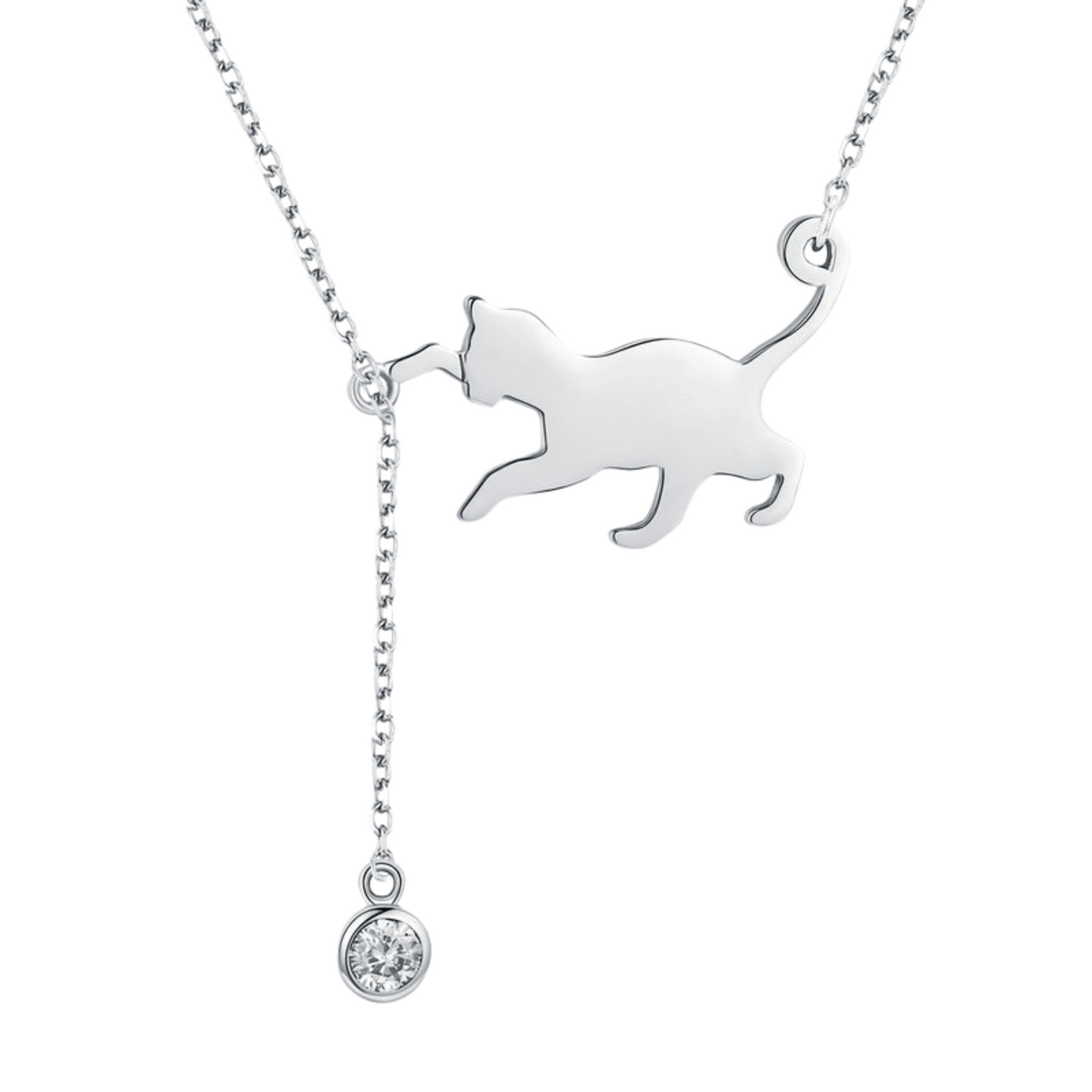 "Playful Kitten" 925 Sterling Silver Necklace