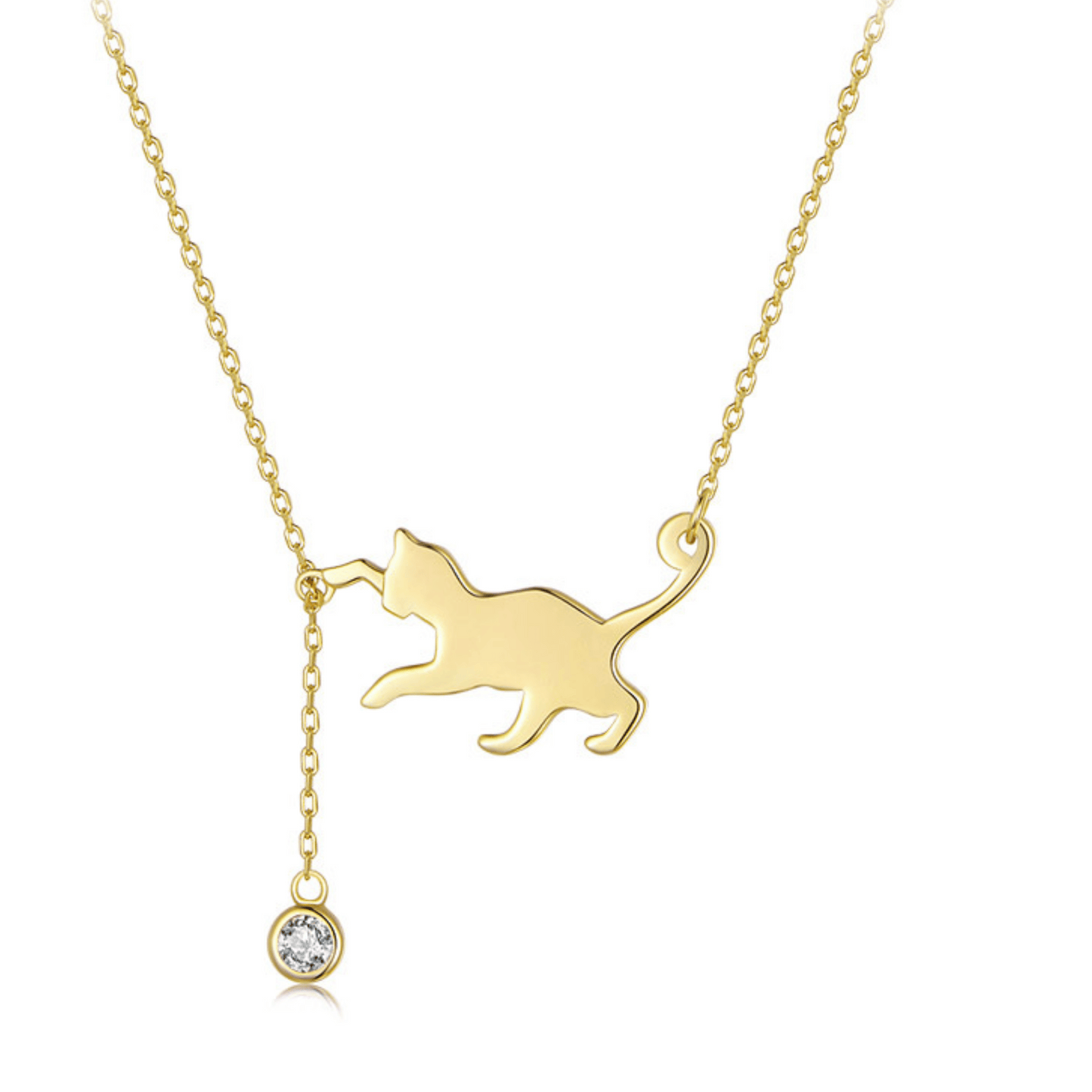 "Playful Kitten" 925 Sterling Silver Necklace
