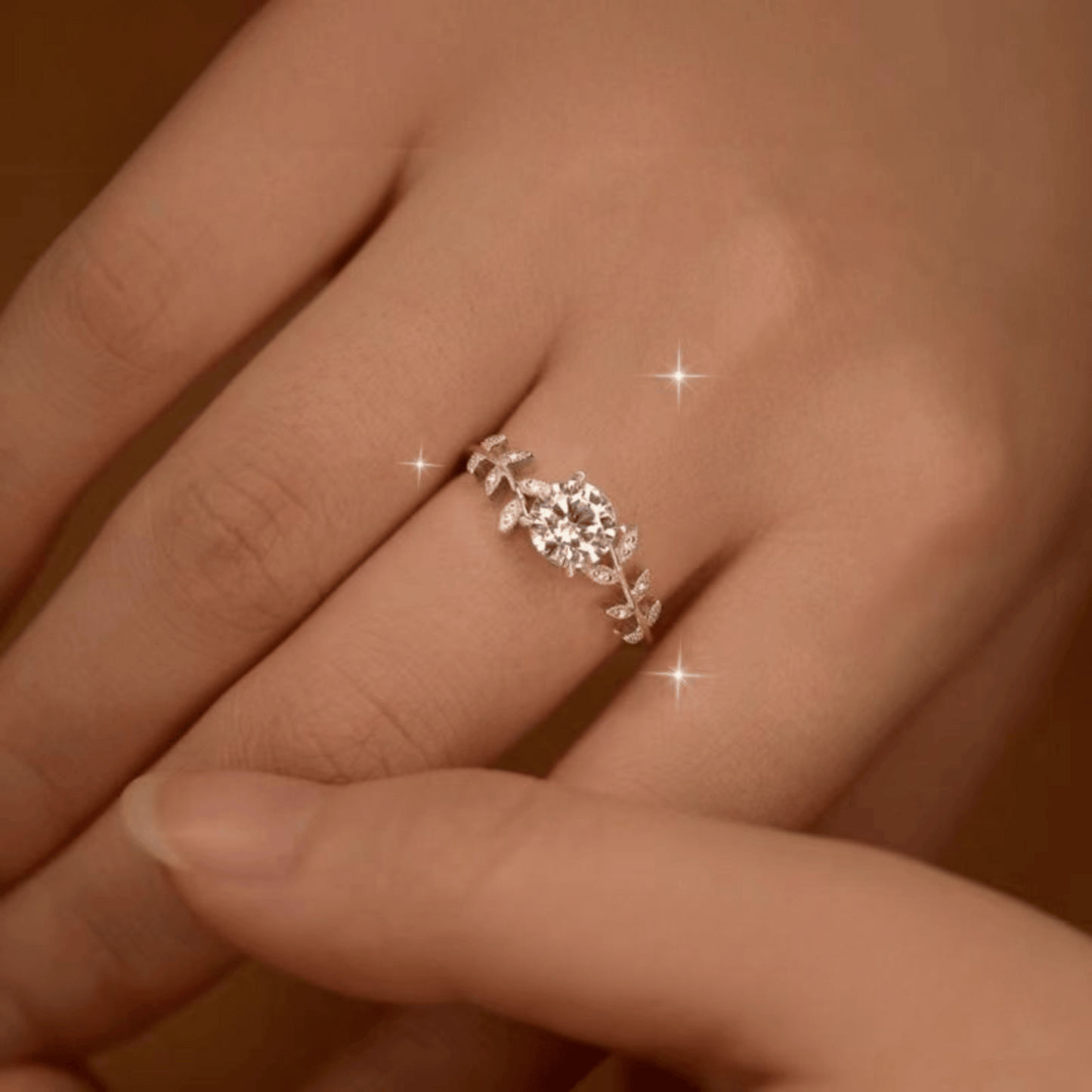 Laurel Vow 925 Sterling Silber Moissanit Ring – 1 Karat D Farbe, verstellbar