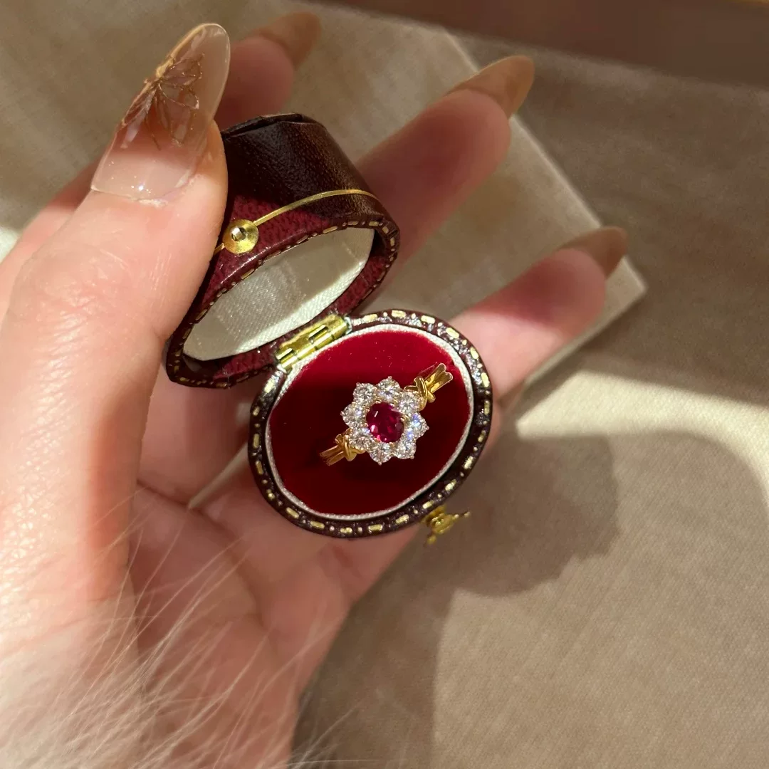 “Ruby Soleil” S925 Sterling Silver Ruby Floral Jewelry Set
