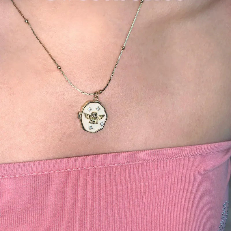 "Angel Keepsake" Vintage Locket Necklace – Photo Customizable