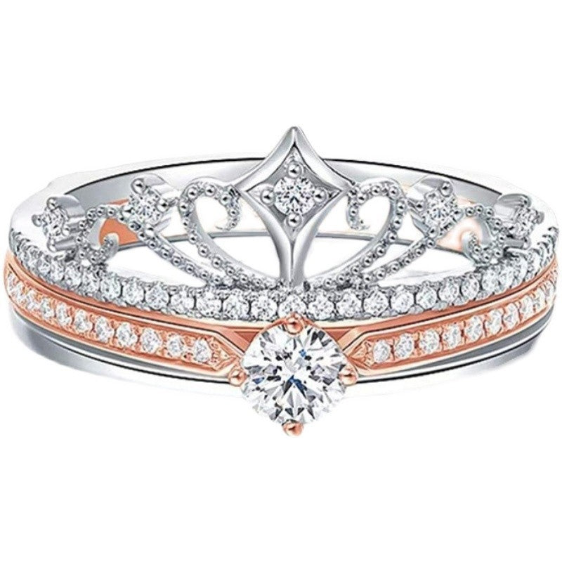 Castle Empress 925 Sterling Silber Moissanit Ring Set – Kronendesign