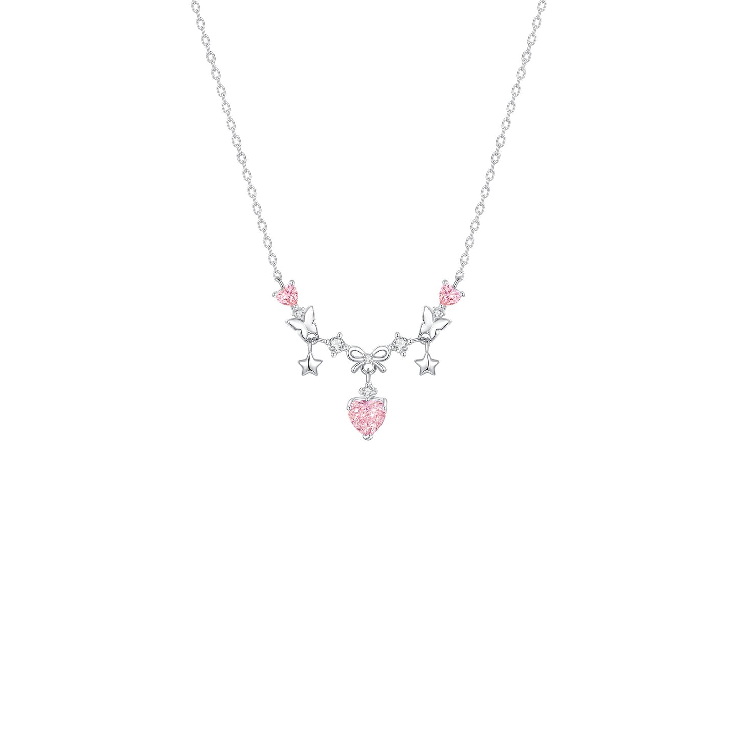 "Sweetheart Party" 925 Sterling Silver Bow Necklace