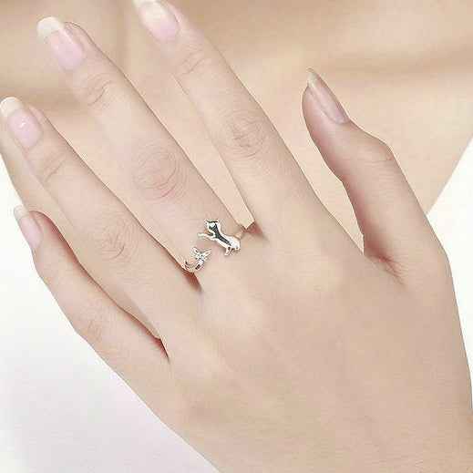 “Companion Cat” S925 Sterling Silver Cat Open Ring