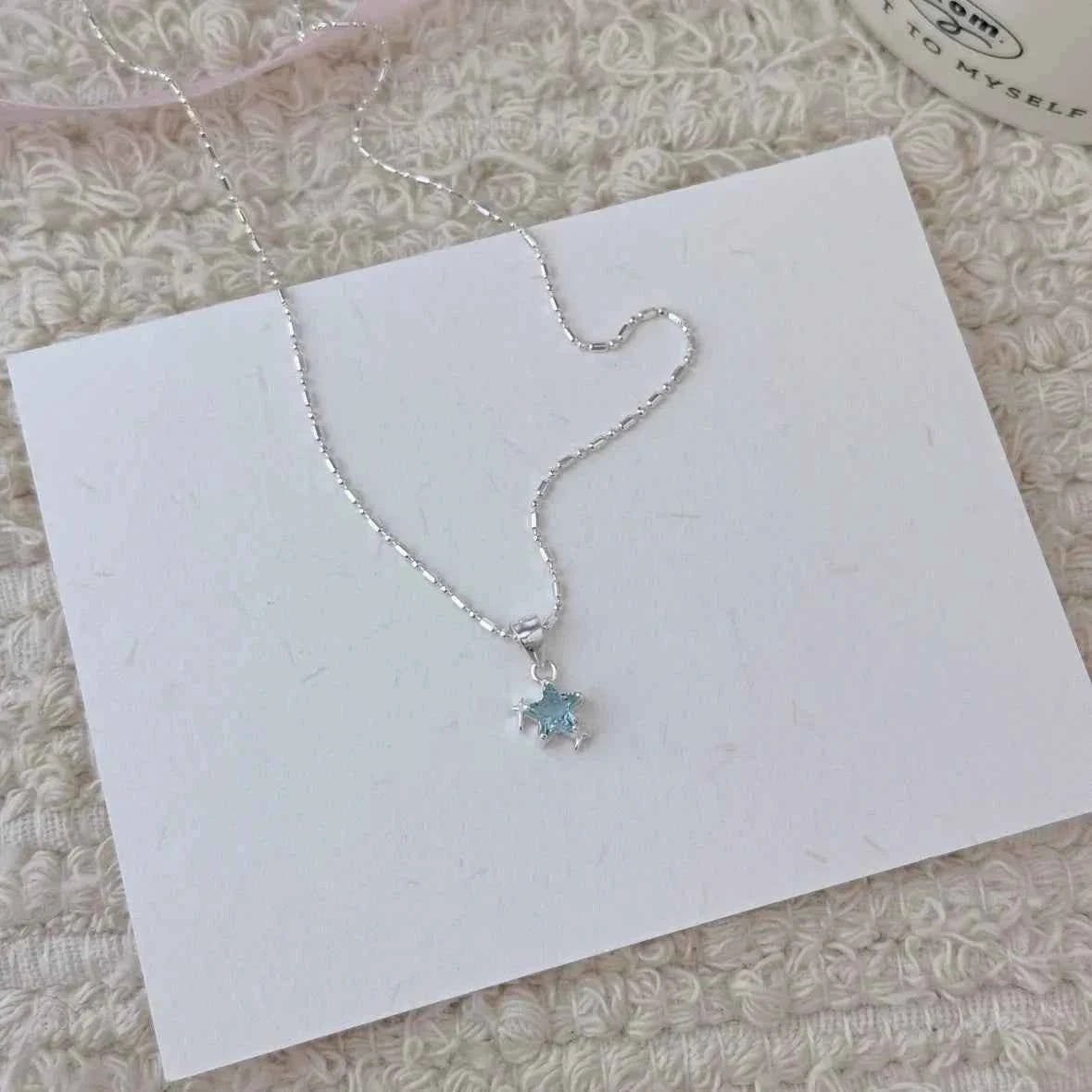 "Blue Starlight" 925 Sterling Silver Necklace with Blue Zircon - Elegant and Unique