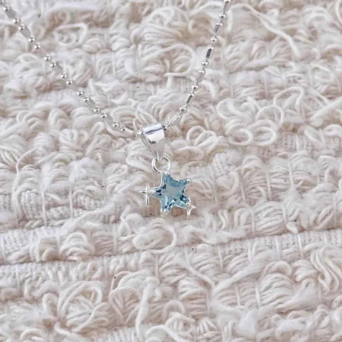 "Blue Starlight" 925 Sterling Silver Necklace with Blue Zircon - Elegant and Unique