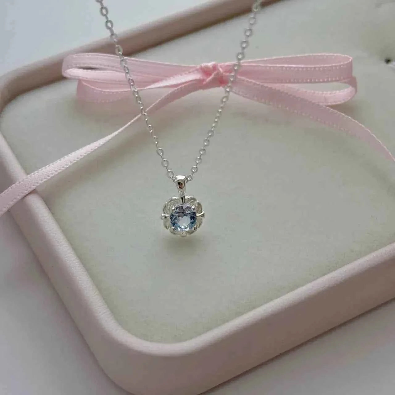 "Blue Tears" 925 Sterling Silver Aquamarine Necklace