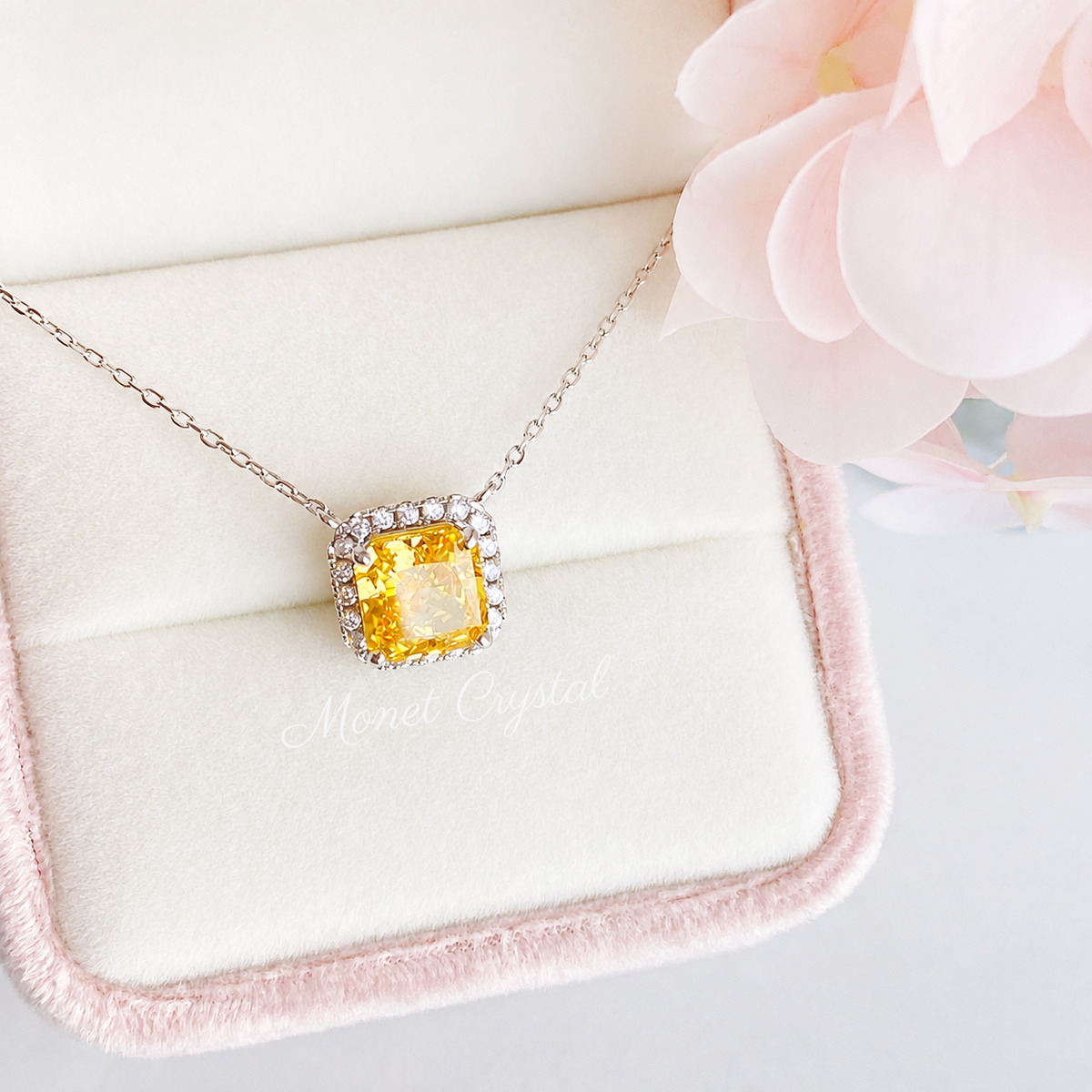 “Canary Ice” S925 Sterling Silver Yellow Radiant-Cut Jewelry Set