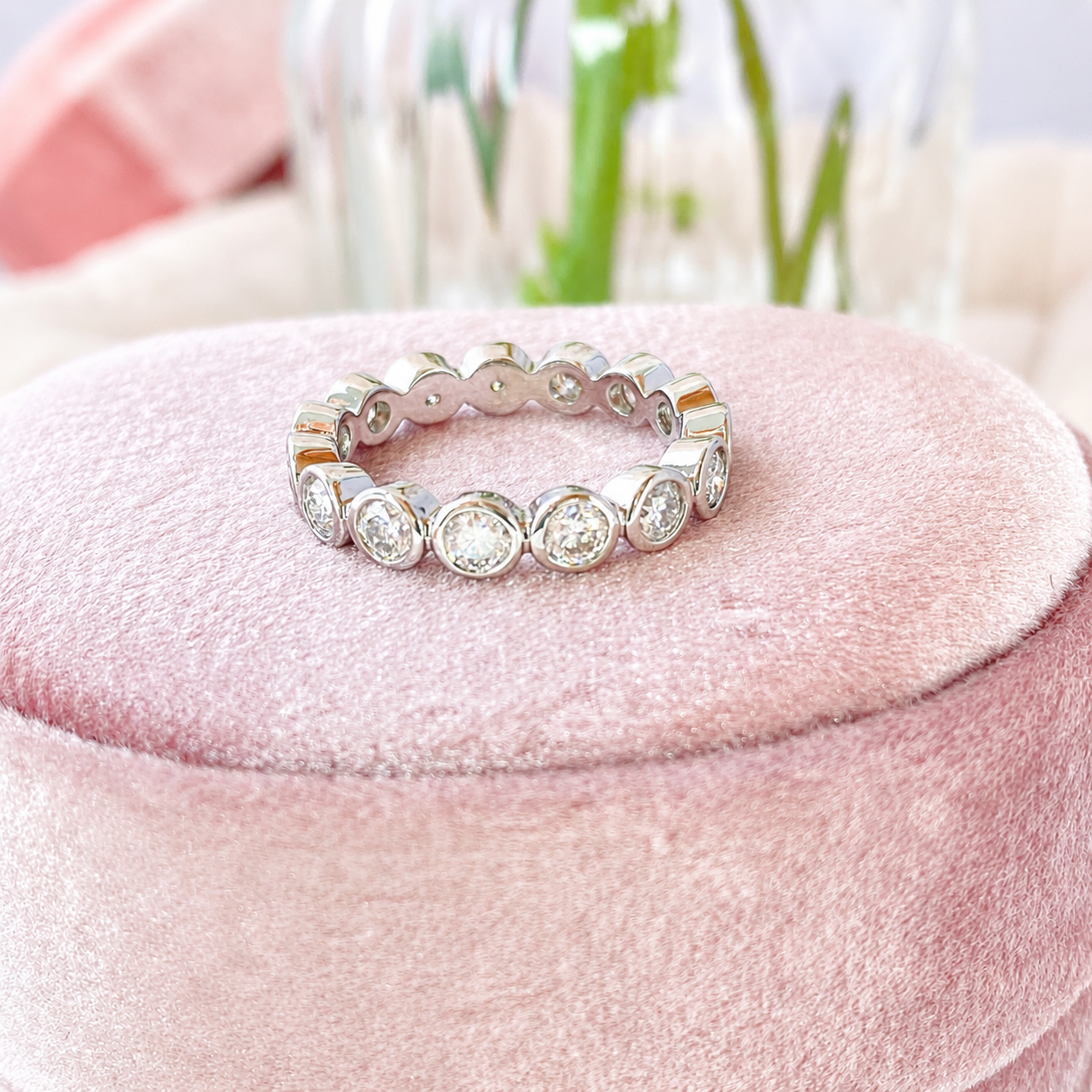 “Celeste Eternity” Real Gold Plated Brass D-Color Moissanite Ring