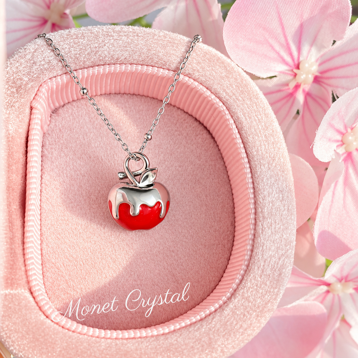 “Christmas, With Love” White Gold Plated S925 Sterling Silver Opening Apple Necklace