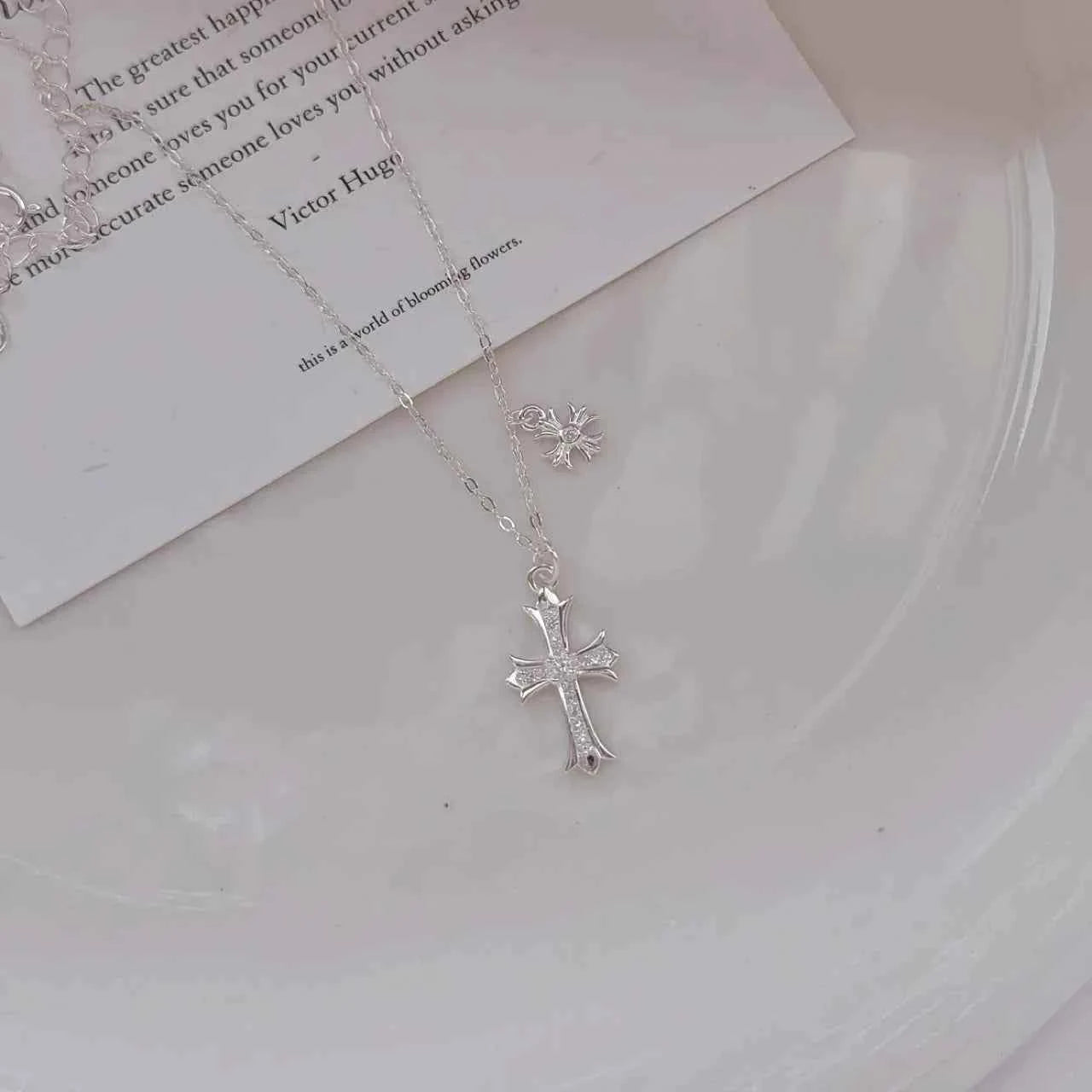 "Double Cross" 999 Pure Silver Necklace – Sweet-Cool Statement