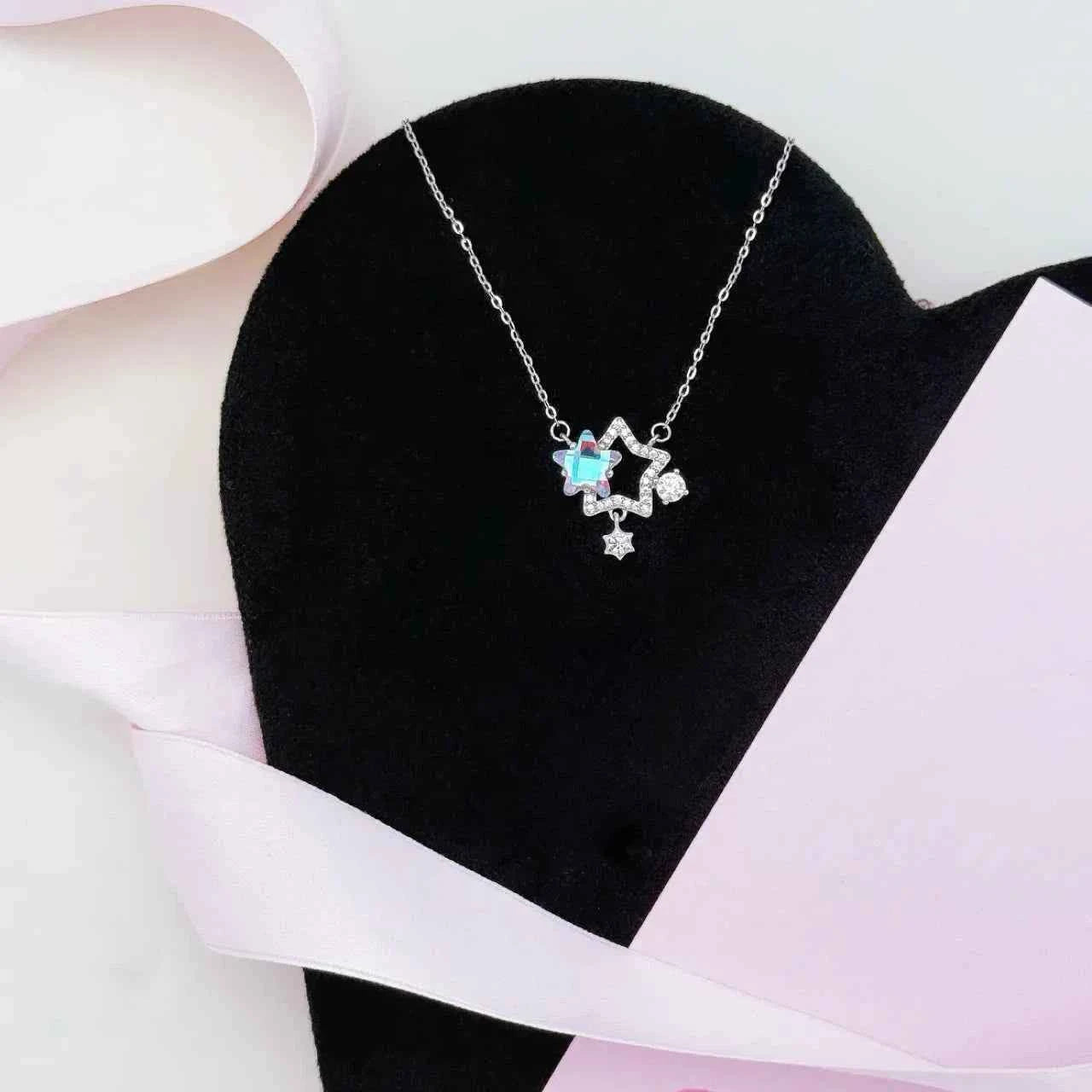 "Dreamy Constellation" 925 Sterling Silver Star & Moon Necklace – Celestial Elegance for Daily Wear