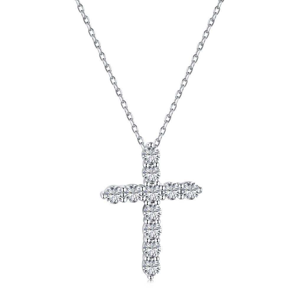 Eternal Embrace Collection – Halsketten mit geometrischem Herz- und Kreuzanhänger aus S925er Silber
