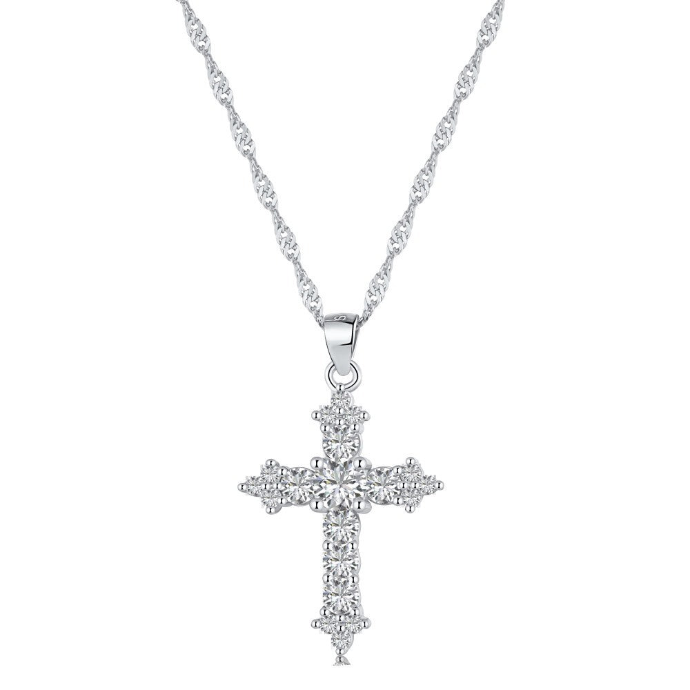 Eternal Embrace Collection – Halsketten mit geometrischem Herz- und Kreuzanhänger aus S925er Silber