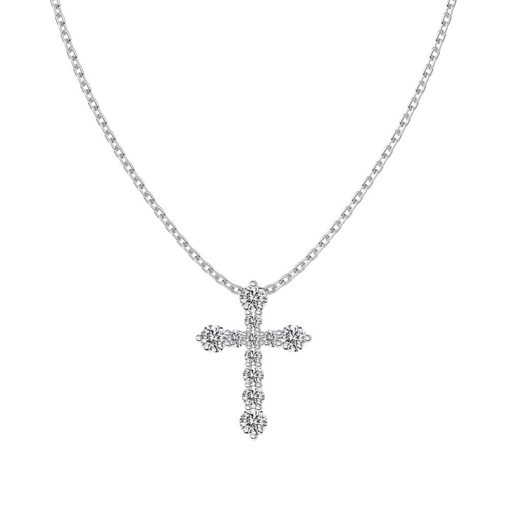 Eternal Embrace Collection – Halsketten mit geometrischem Herz- und Kreuzanhänger aus S925er Silber