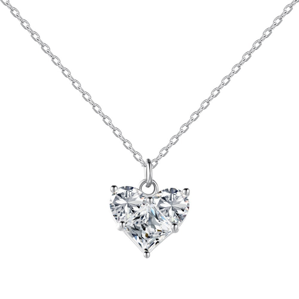 Eternal Embrace Collection – Halsketten mit geometrischem Herz- und Kreuzanhänger aus S925er Silber
