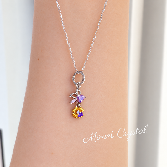“February Violet” S925 Sterling Silver Violet Heart Zircon Necklace