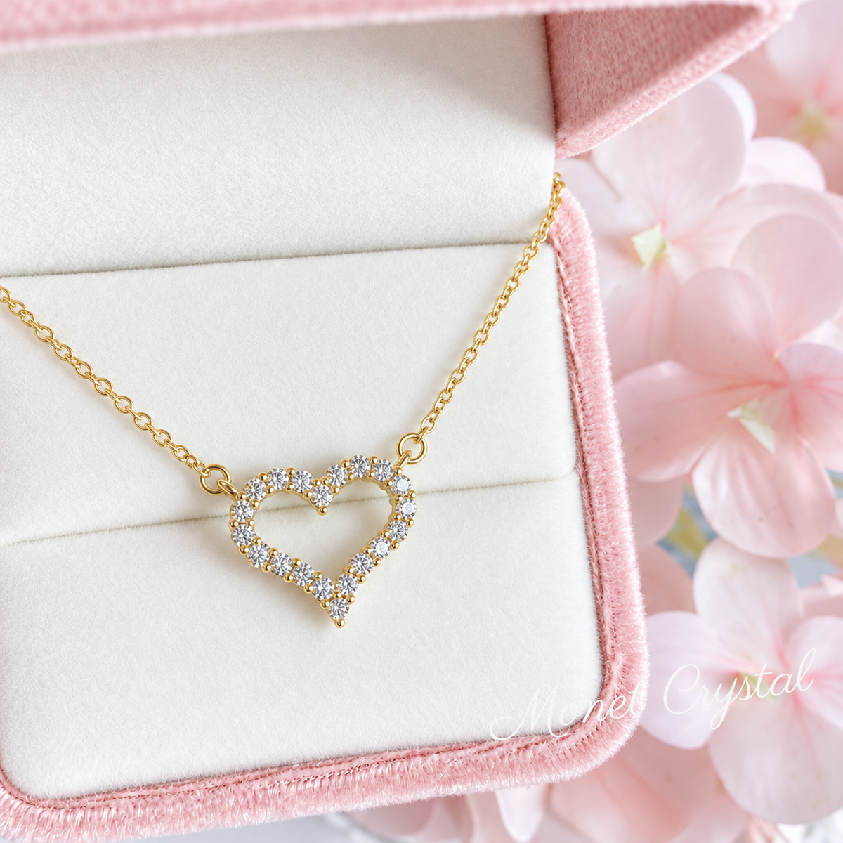 “Heart Trace” S925 Sterling Silver 5A Zircon Open Heart Necklace
