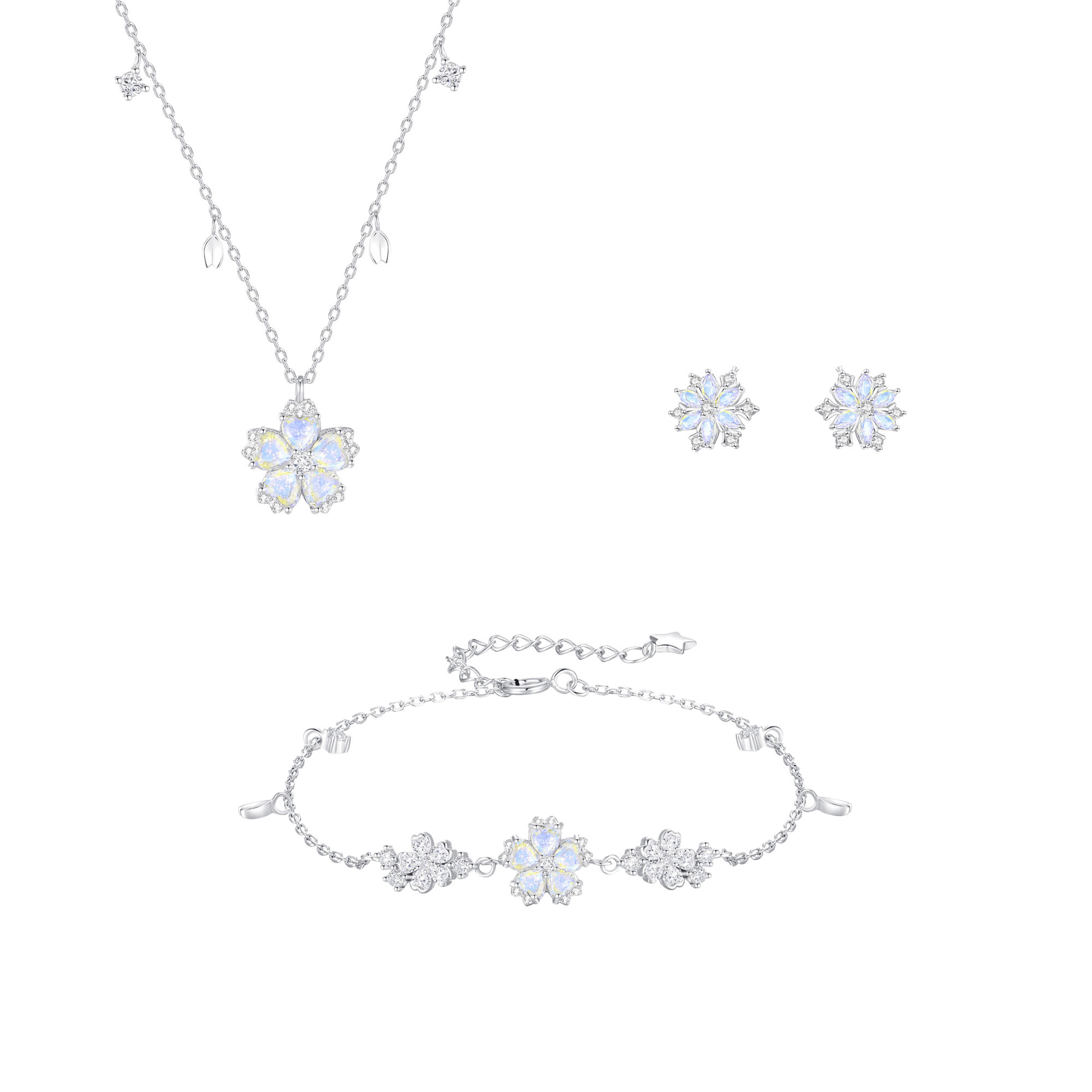 Petal Reverie” 925 Sterling Silver Rotating Sakura Necklace