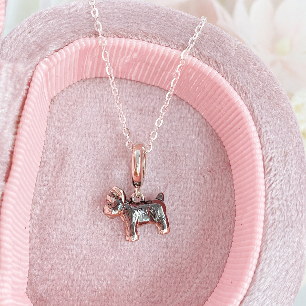 “Loyal Whiskers” Black Gold Plated S925 Sterling Silver Schnauzer Necklace