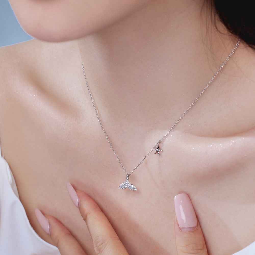 "Mermaid's Embrace" 925 Sterling Silver Starfish Necklace – Ocean's Whisper (Copy)