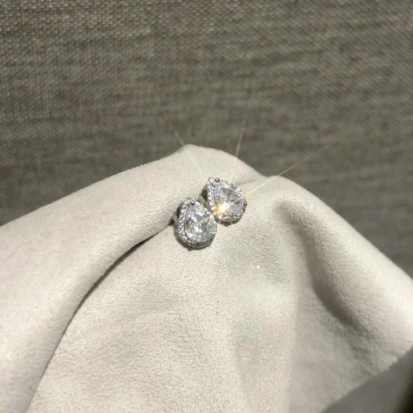"Mermaid’s Tear" White Diamond Stud Earrings – S925 Sterling Silver Posts with 5A Cubic Zirconia