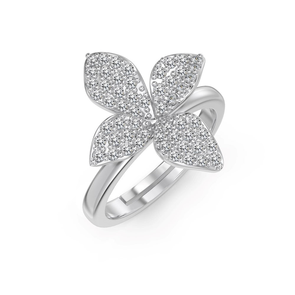 “Aurelia Bloom” S925 Sterling Silver Pavé Flower Jewelry Set