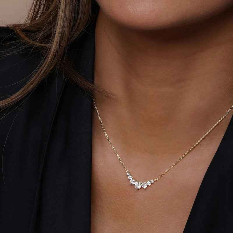 "Smiling Radiance" 925 Sterling Silver Micro-Pavé Zircon Necklace