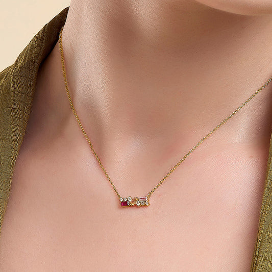 “Trilume Bar” 925 Sterling Silver Multicolor Zircon Necklace